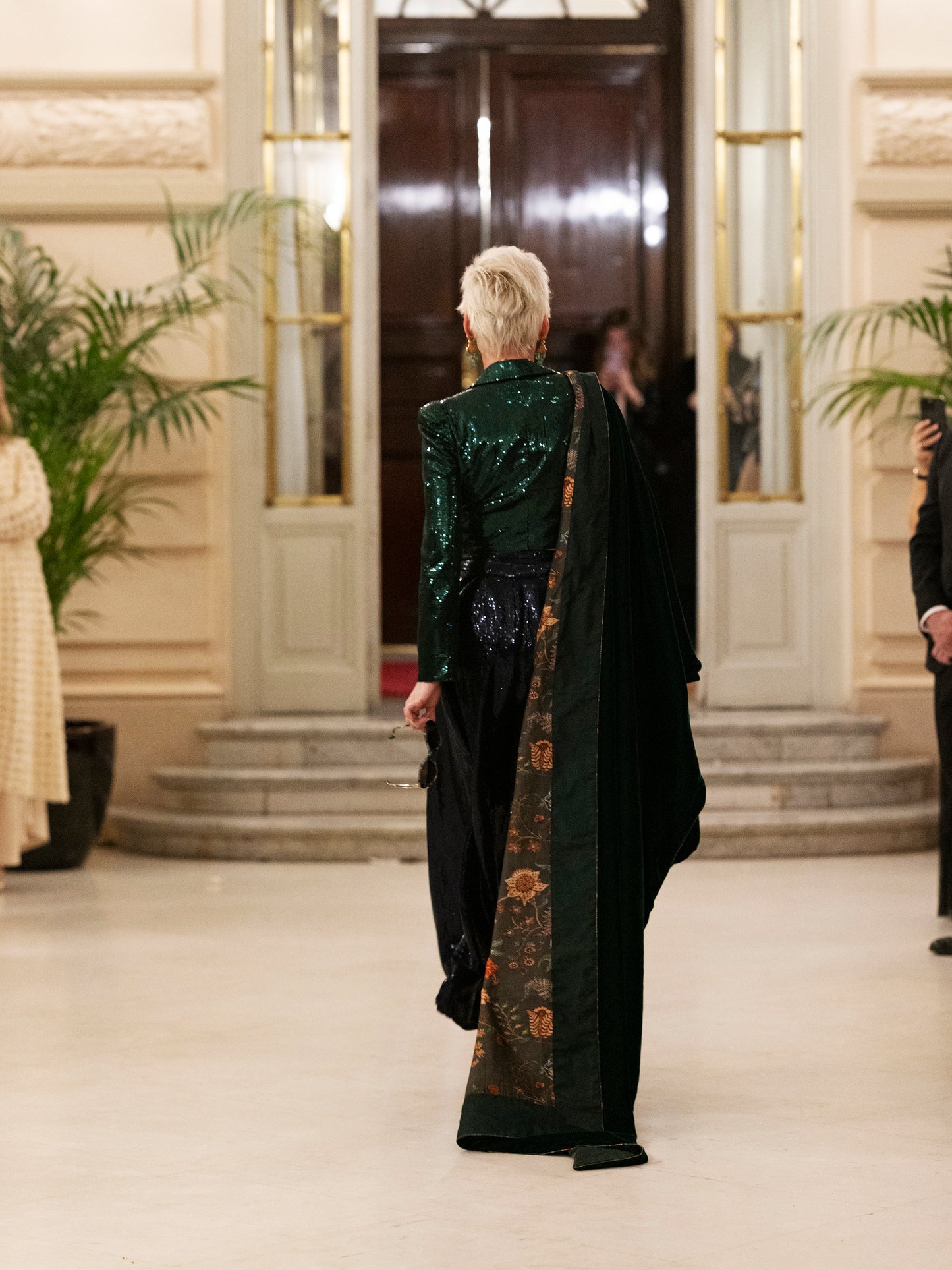 Green Velvet And Silk Shawl