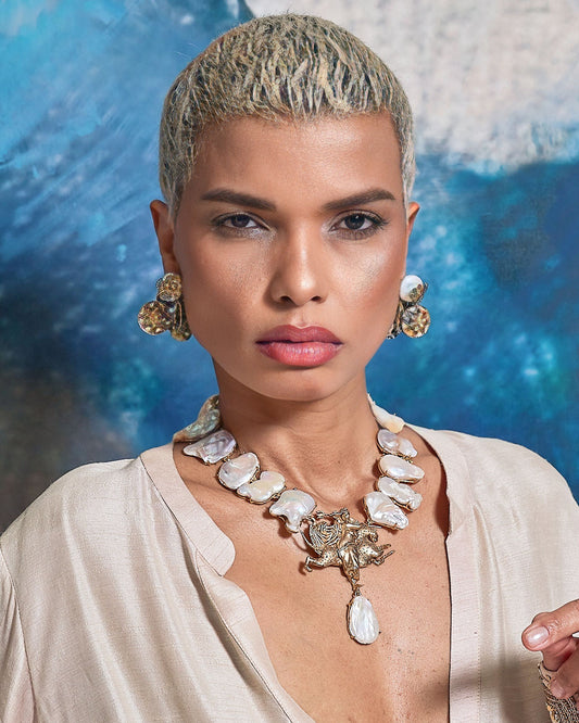 Baroque Pearl Necklace with Madame Sibarita Logo