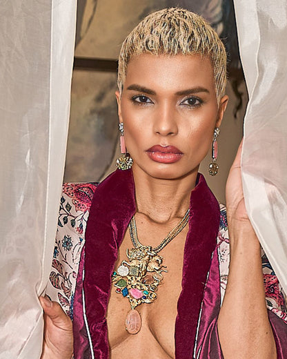 Multi Coloured Stones Necklace with Madame Sibarita Logo