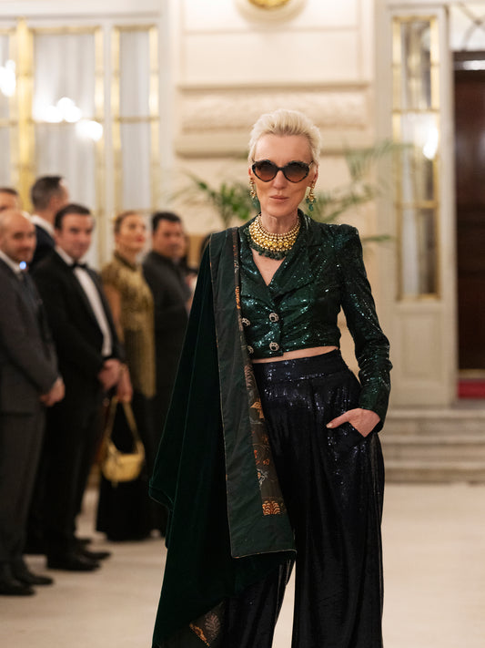 Green Velvet And Silk Shawl