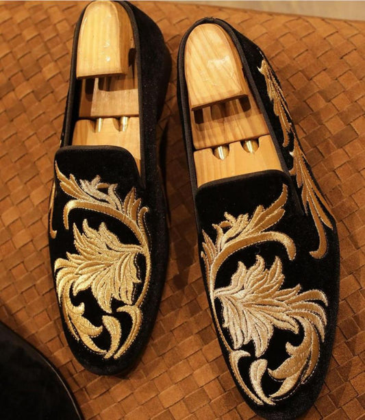 Velvet Embroidered Shoes