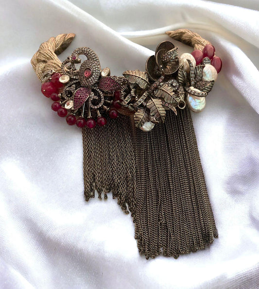 Peacock Motif Jute Necklace