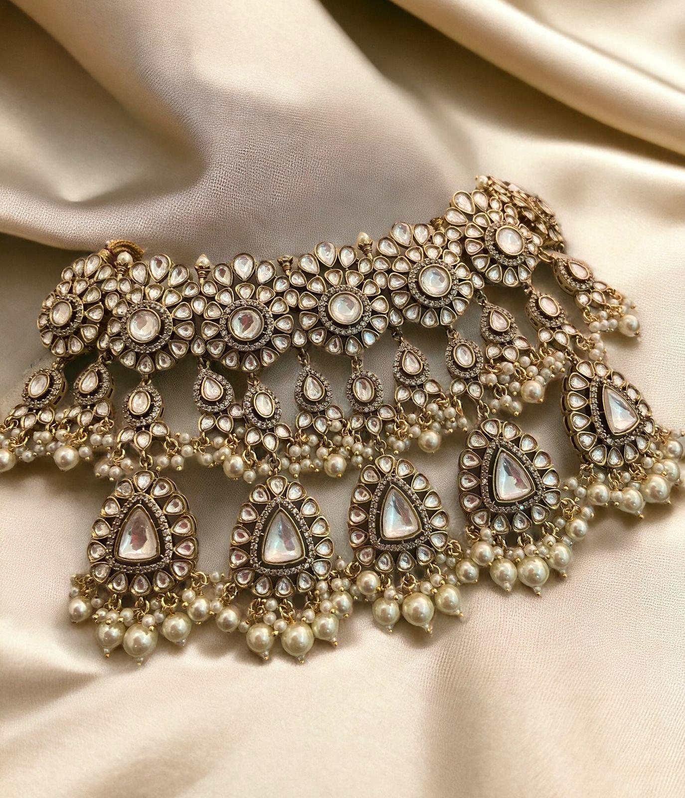 Gargantilla de cristal Kundan