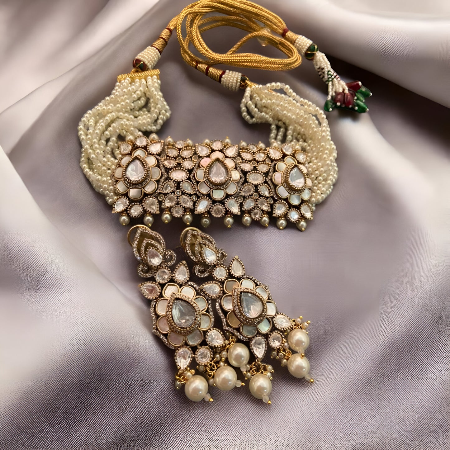 Mother of Pearl Choker & Earrings