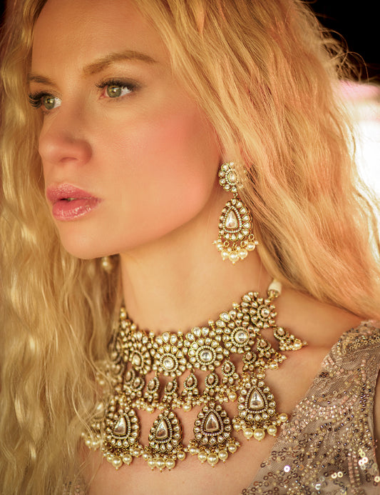 Gargantilla de cristal Kundan