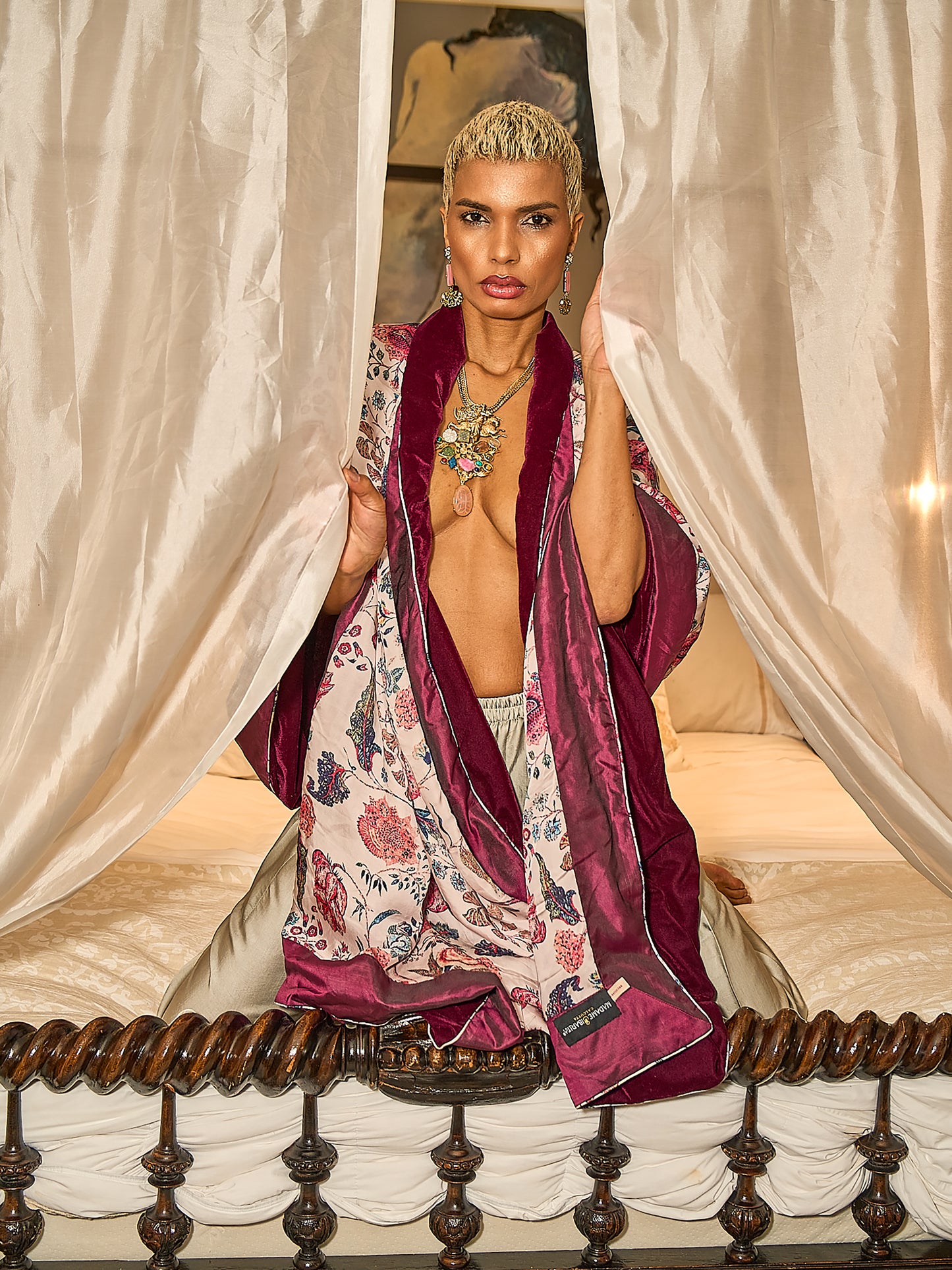 Wine Velvet And Silk Shawl