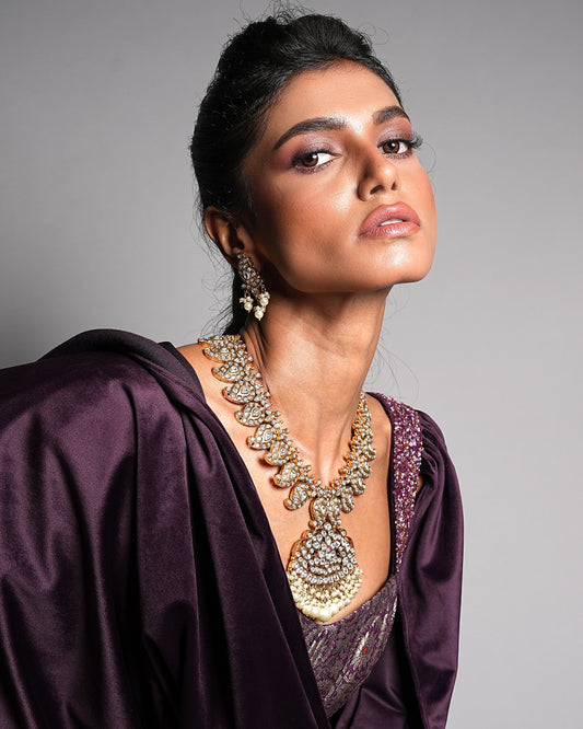 Kundan Crystal with Pearl Detailing Necklace & Earrings